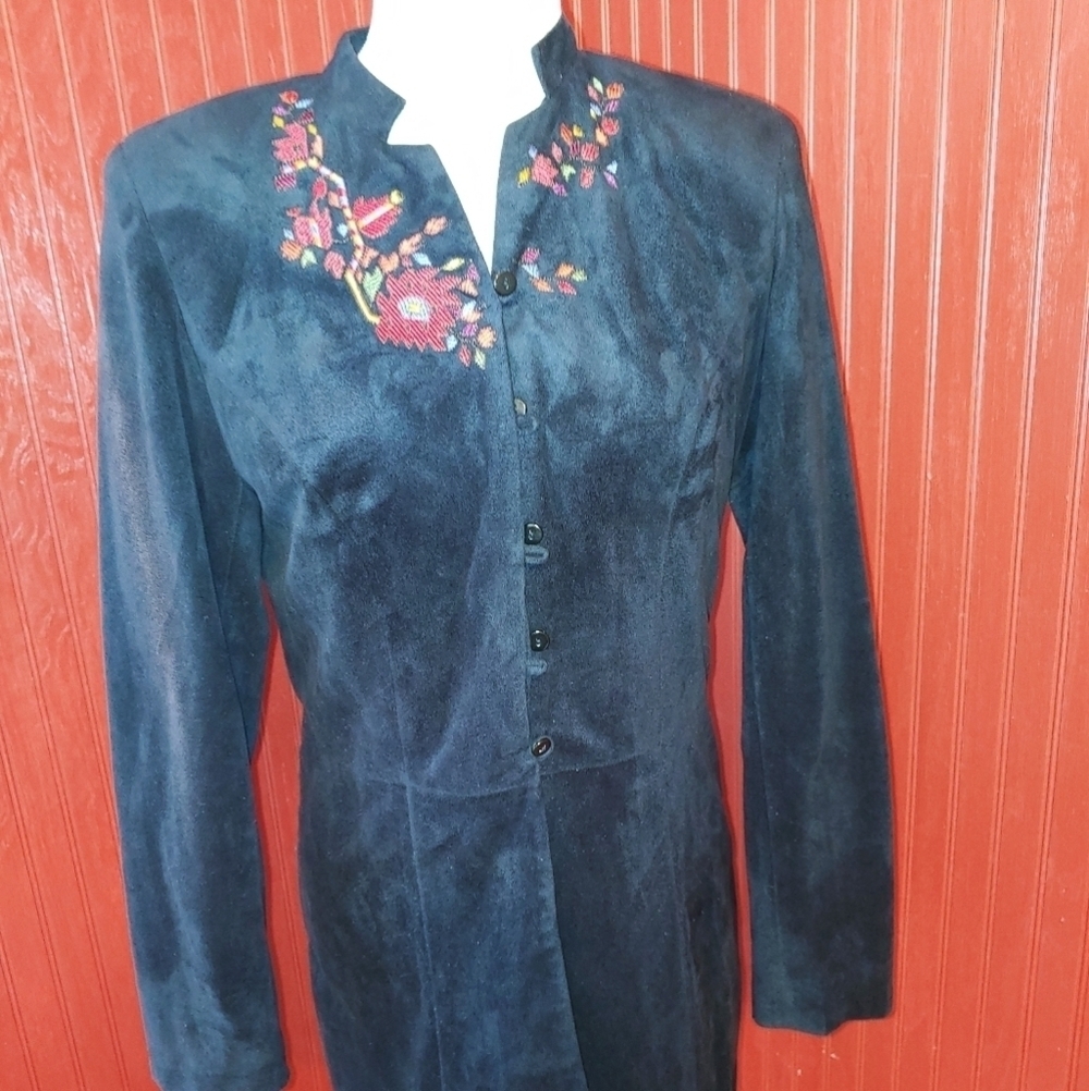 Vintage Velvet Jacket Floral Embroidery 4